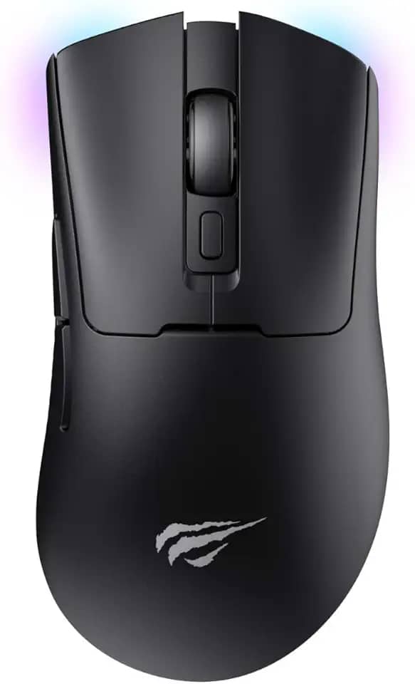 Havit Mouse Gamer Tri-Mode MS966SE Black, Sem Fio e Com Fio, USB, Bluetooth, Wireless 2.4GHz, RGB, 7 Botões, 800-1600-2400-3200-600-10000 DPI, Preto