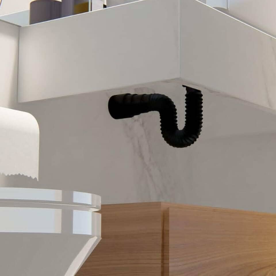 Sifão Sanfonado Flexível Preto Cozinha Pia Banheiro Tanque
