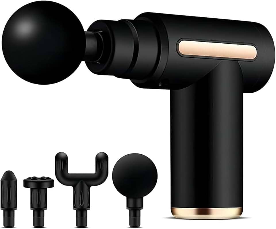 Massageador Elétrico Pistola Muscular Profissional Recarregável 4 Ponteiras Massagem Relaxante Alívio Dores Pós-Treino Miofascial Fitness Corpo Inteiro Esportivo Portátil Silencioso Premium