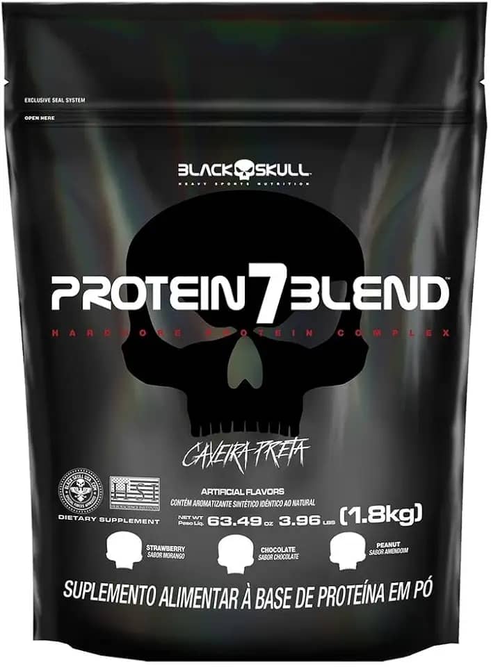 Refil Protein 7 Blend Amendoim 1,8Kg, Black Skull
