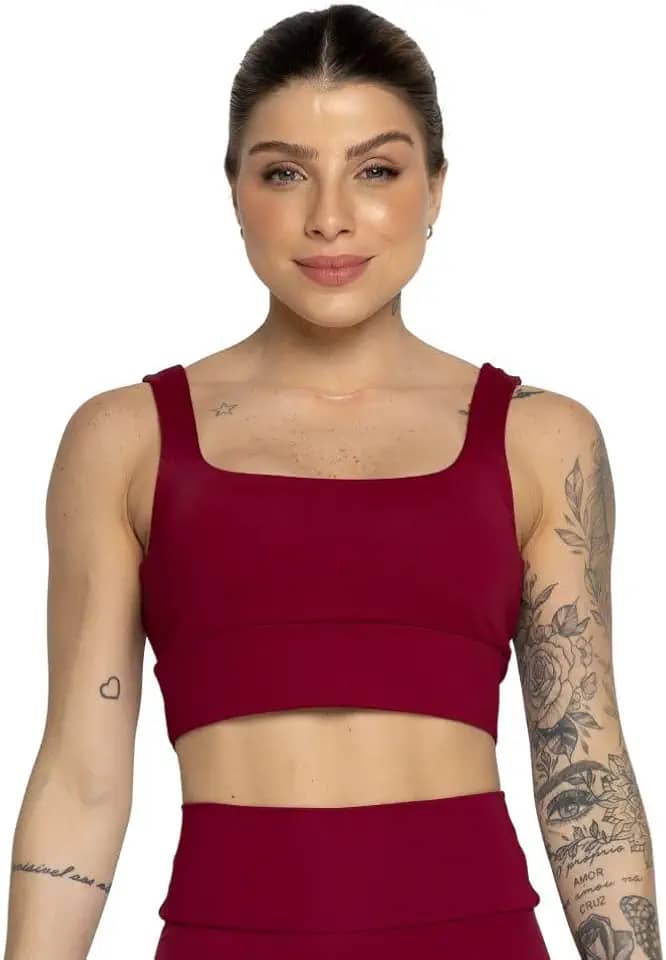 Top de Academia Fitness Alta Sustentação Poliamida Feminino Costura Embutida