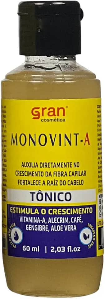 Tônico Ativador Monovin - A e Vitamina B5 60ml Gran Cosmética Estimula o Crescimento Capilar Para Cabelos Mais Fortes Com Resistência e Brilho