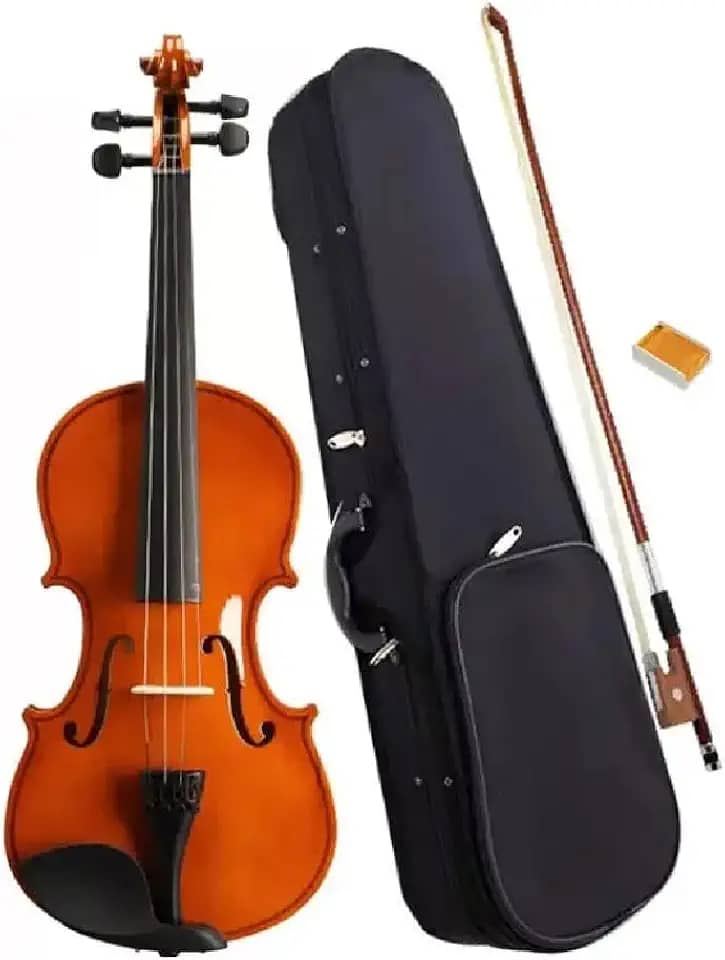 Violino Acústico 1/4 com Arco, Estojo, Breu e Cavalete para Iniciantes e Estudantes