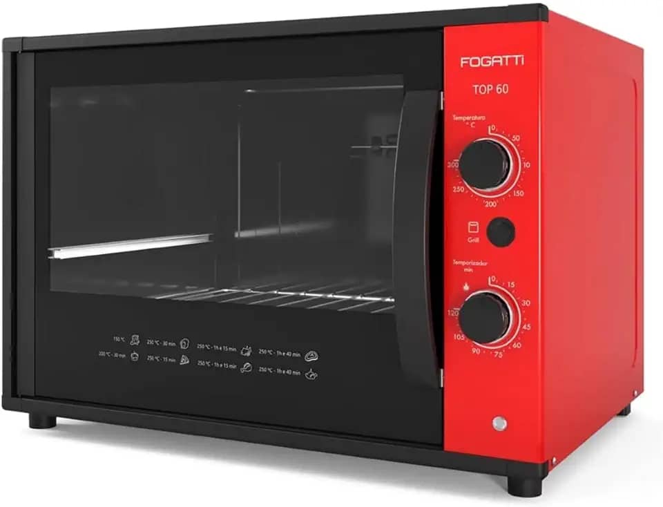 Forno Elétrico, para Bancada, Fogatti Top60 60 Litros Vermelho 110V