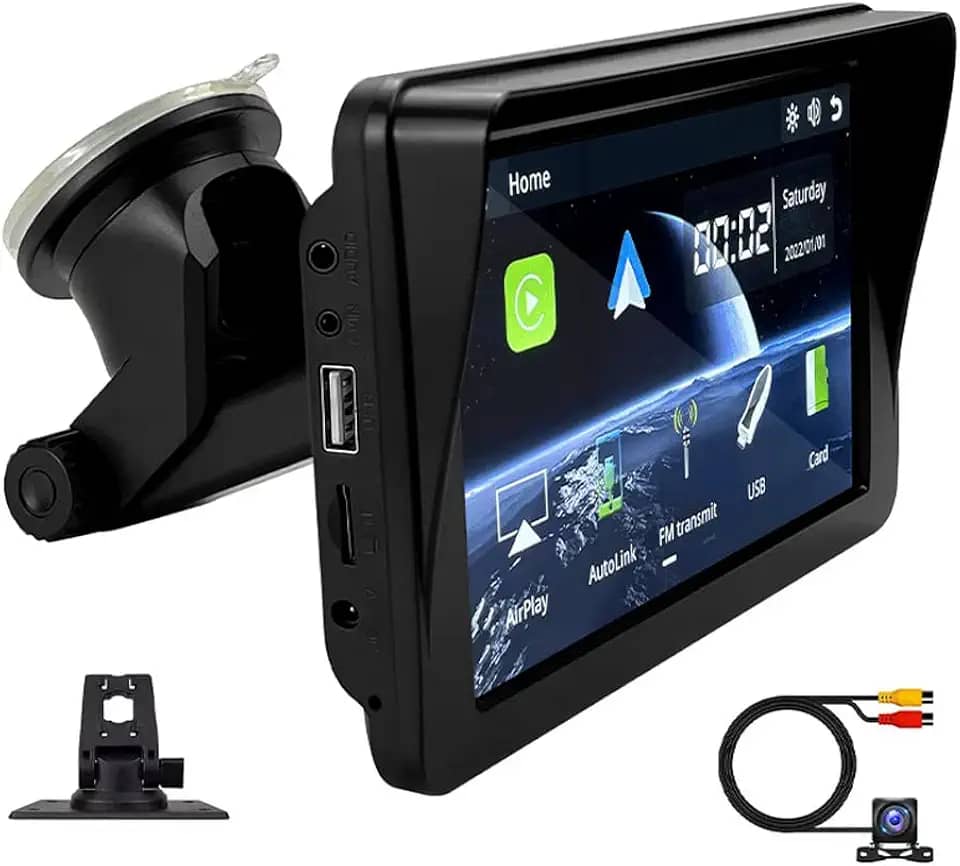 XRC TECH Tela sensível ao toque IPS de 7 polegadas, estéreo para carro sem fio Carplay Android, leitor multimídia automático, Bluetooth, viva-voz, compatível com Air Play, Mirror Link, FM/AUX/USB/TF, navegação de carro