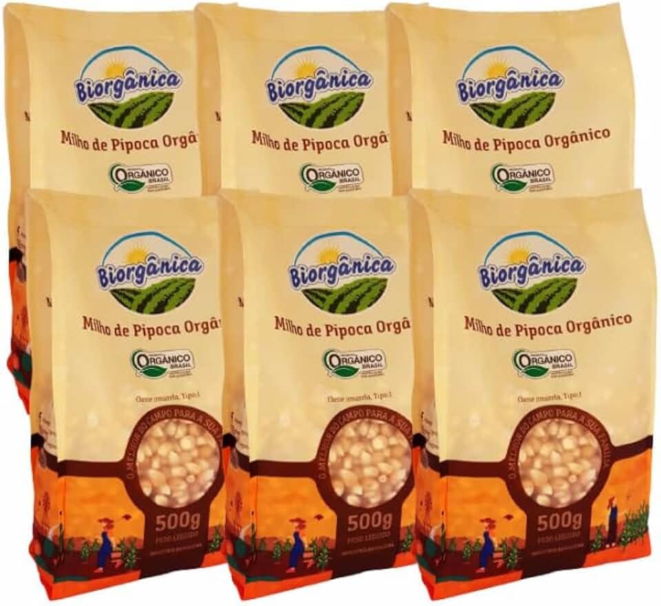 Kit 6X: Milho de Pipoca Orgânica Biorgânica 500g