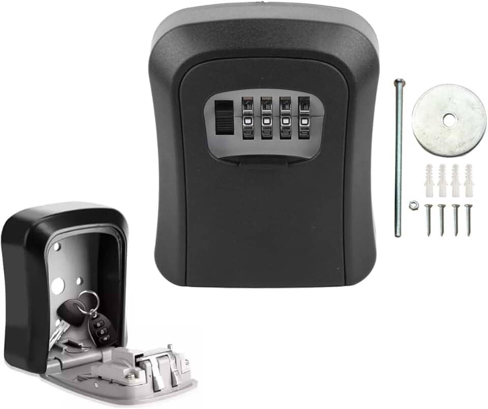 Mini Caixa de Segurança com Senha para Chaves e Cartões, Cofre Portátil, Uso Interno/Externo, à Prova d'Água e Resistente a Impactos