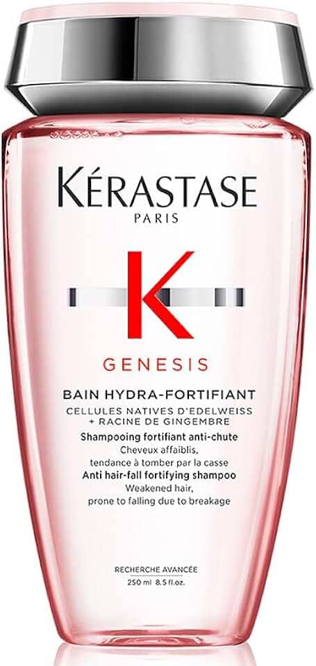 Kérastase Genesis Bain Hydra-Fortifiant Shampoo, Tratamento Fortificante Antiqueda por Quebra para Cabelos Finos e Oleosos, com Flor de Edelweiss e Raiz de Gengibre, 250ml