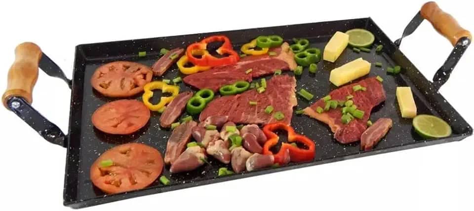 Chapa Esmaltada Para Fogão Lanche Bife Hambúrguer Retangular
