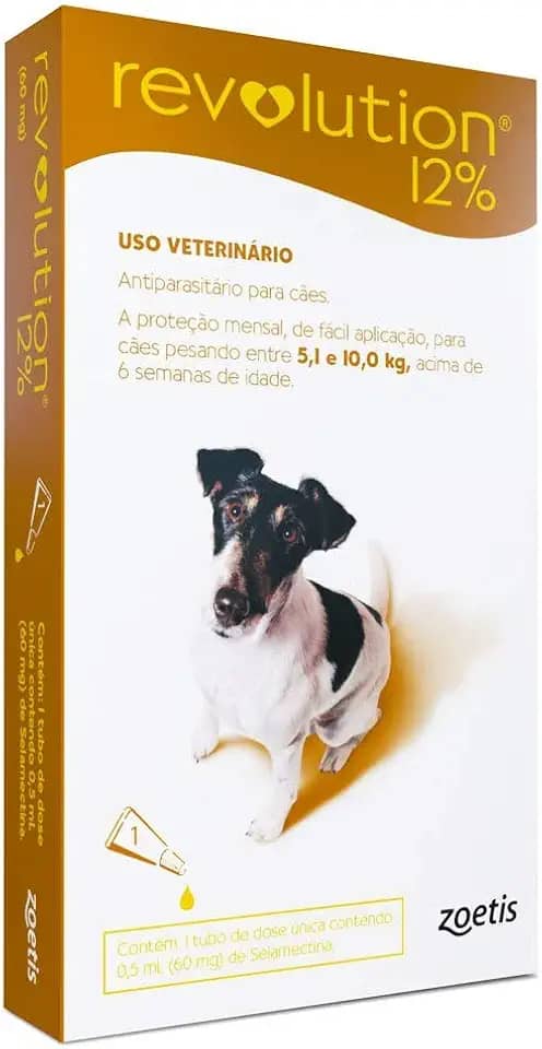 Antipulgas e Carrapatos Zoetis Revolution 12% para Cães de 5,1 a 10kg - 1 Pipeta