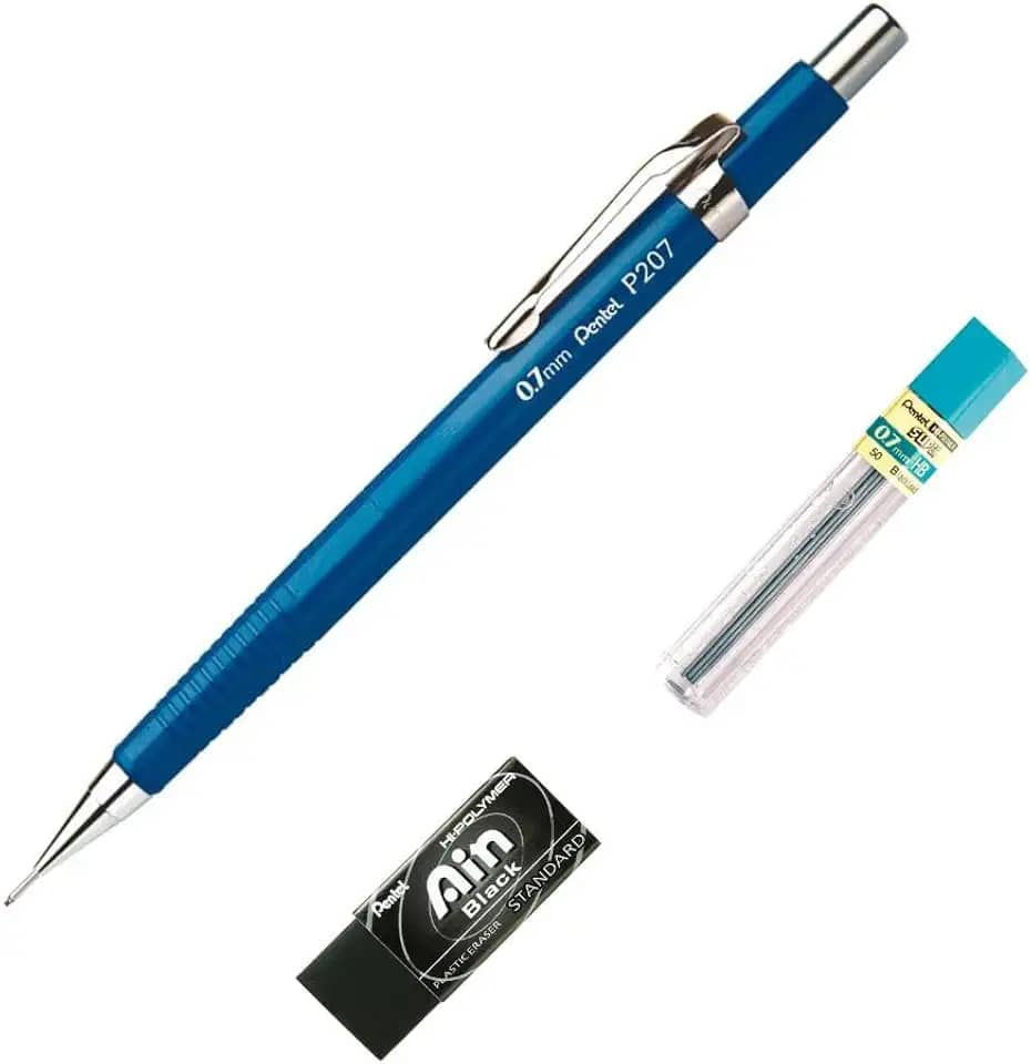 Pentel Lapiseira Sharp P200 Azul + Grafites + Borracha 0.9 mm SM/P207-CMBP