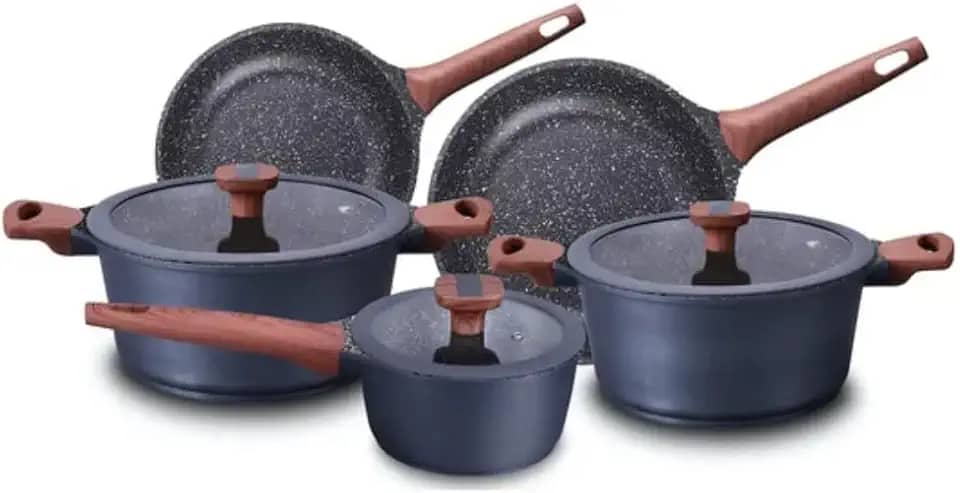 Conjunto/Jogo de Panelas 5 Peças, Frigideira, Caçarola em Alumínio Cerâmic-Flon Titanium MTA - 8460