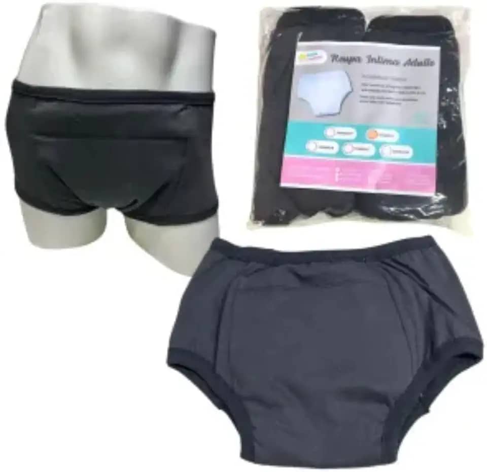 Roupa Intima Unissex Tecido Algodão Geriátrica com Absorvente Para Incontinencia Urinária Segura Escapes Xixi kit 2unds Cinza (P)