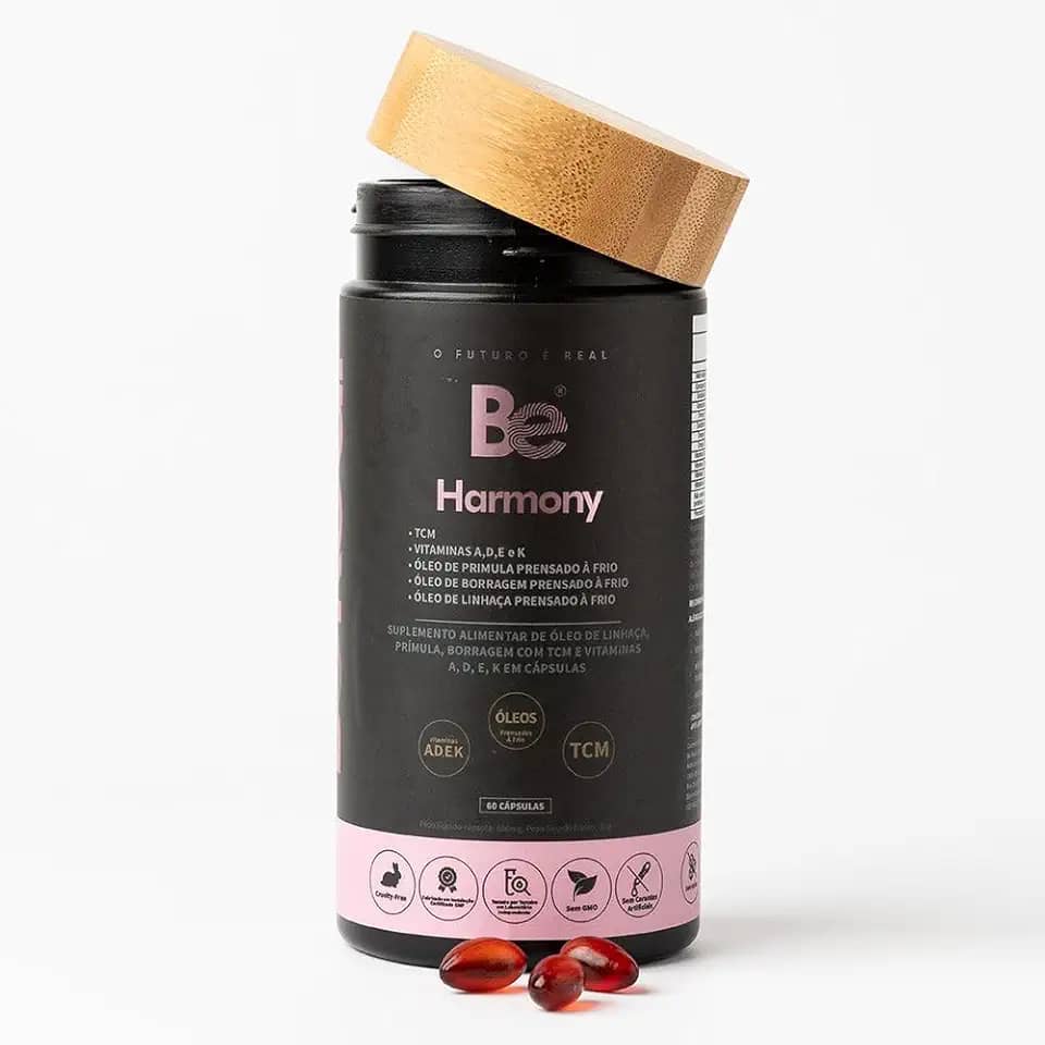 Equilíbrio Feminino | Óleo de Linhaça + Óleo de Prímula + Óleo de Borragem | Be Harmony – 60 caps