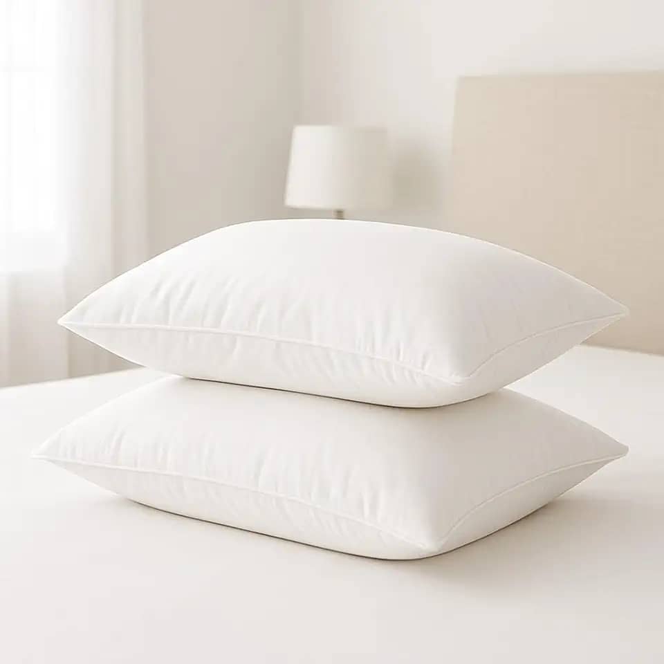 Kit 2 Travesseiros Pena de Ganso Fibras Importada Branco Macio Antialergico Pluma De Ganso Lavavel