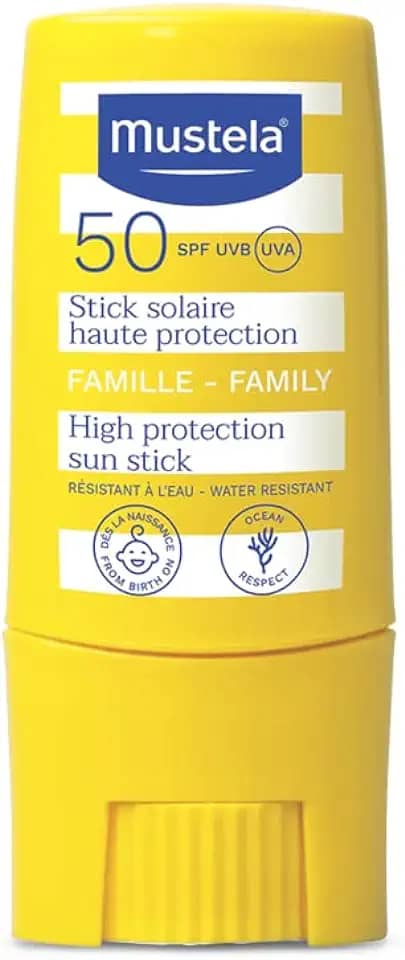 Mustela Protetor Solar Stick FPS 50 8g - Filtro solar facial bastão - Alta proteção contra raios UVA e UVB para Bebês, Crianças e Adultos - Fórmula hipoalergênica com Abacate Orgânico - Mustela Bebê