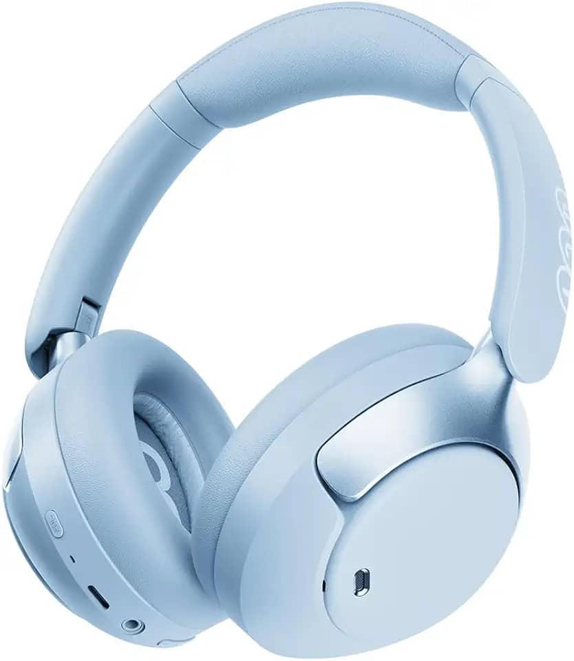 QCY H3 PRO ANC Fone de Ouvido Bluetooth, Headphone ANC Adaptáveis, Cancelamento Ativo de Ruído de 50 dB, Áudio sem fio de Alta Resolução LDAC, 55 Horas de Reprodução, Preto (Azul)