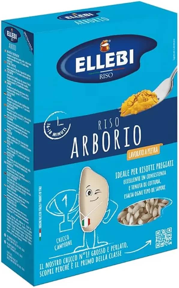 ELLEBI Riso Arborio Premium, Arroz Italiano para Risoto, Grão Longo e Grosso, 1kg, Importado da Itália