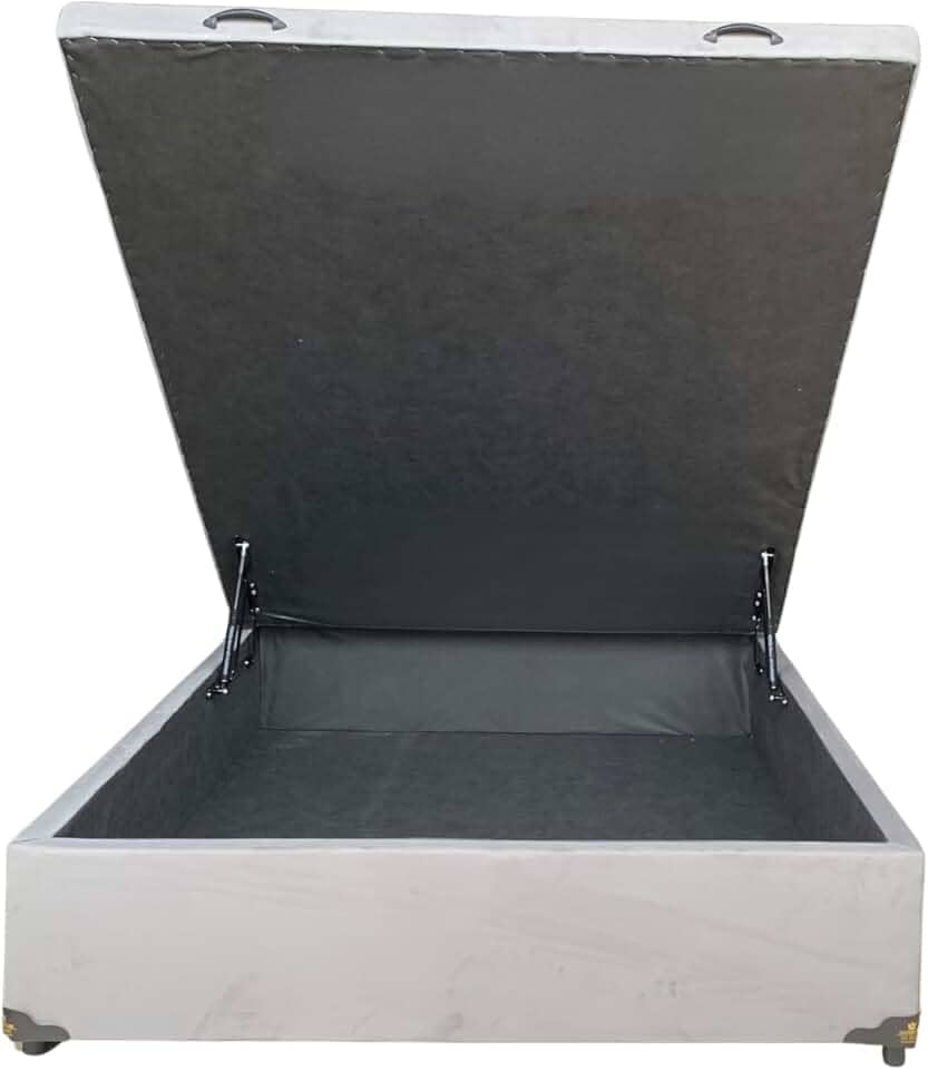 Cama Box Baú Casal Suede Cinza Com Pistão A Gás - Estrutura Reforçada - Imperium do Sono