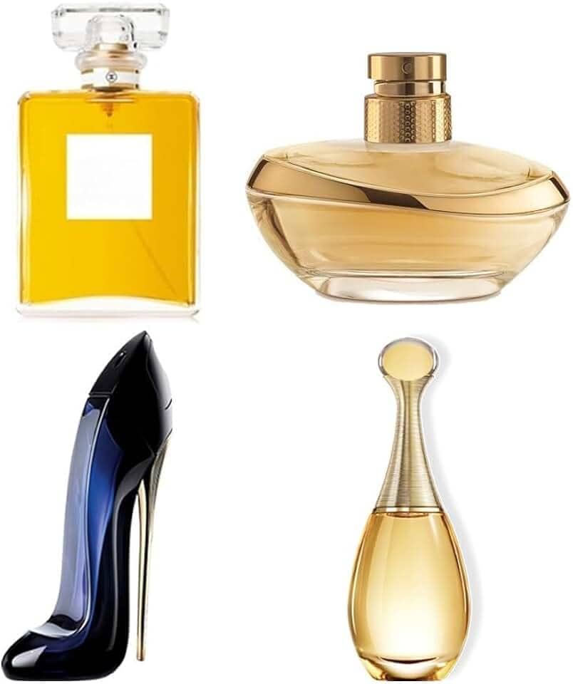 Kit 4 Perfumes Femininos Premium 60ml – Alta Fixação e Fragrâncias Variadas Importadas (K4-GOOD-JADORE-LILLI-N5)