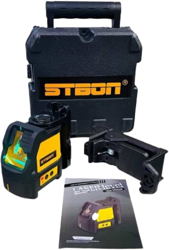 Nível Laser 4 Linhas Verde Autonivelante com Estabilizador Inteligente – Alcance 50m, Precisão ±3mm/10m, Base Magnética e Estojo de Transporte