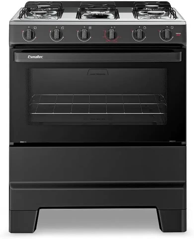 Fogão de Piso 5 Bocas Esmaltec F5ISP Ideal Pop | Mesa em Aço Inox, Acendimento Manual, Preto