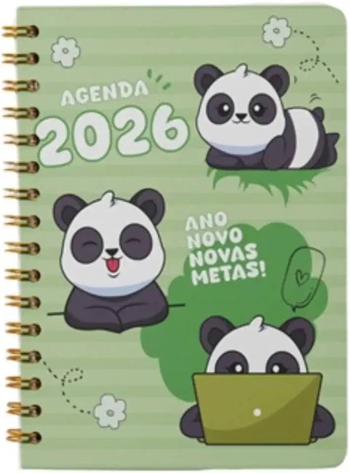 AGENDA 2026 DIÁRIA CAPA DURA ESPIRAL 168 FOLHAS CAPIVARA/ASTROSURF/PANDA/DOG/CAT/LOVE/MINIMAL (Panda Notebook)