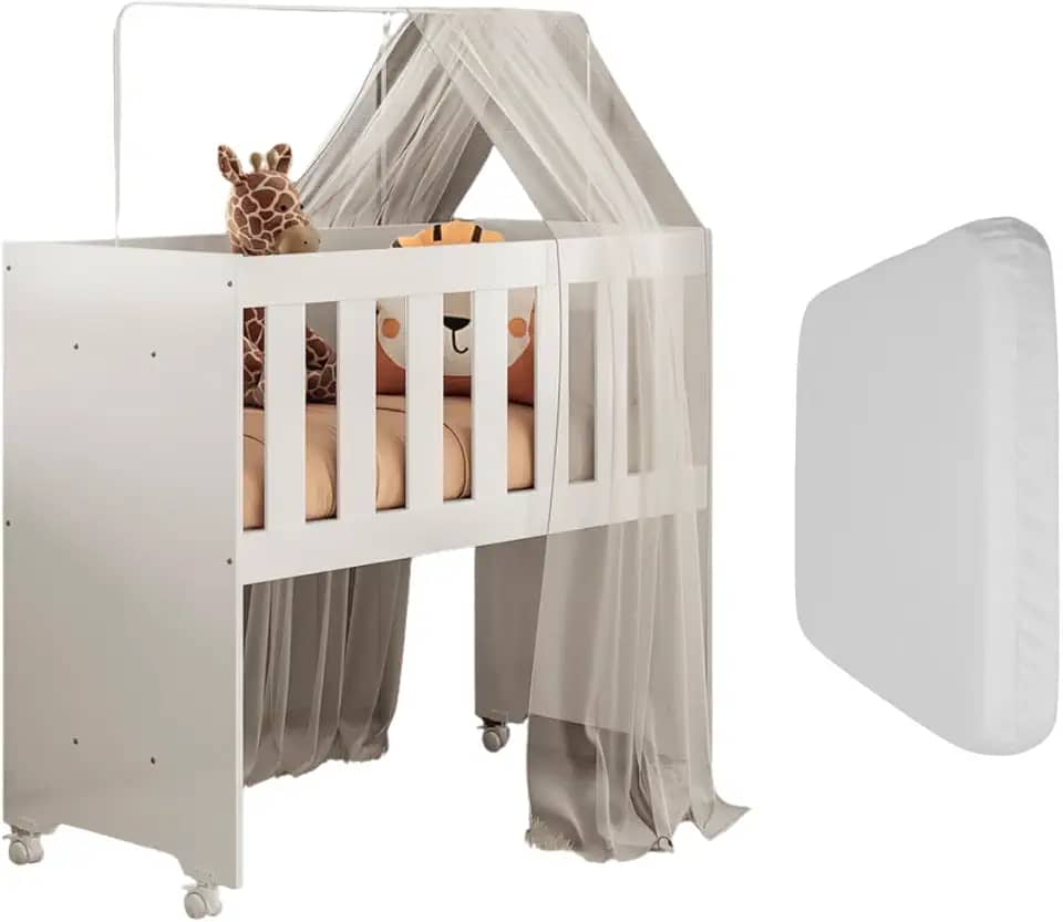 Mini Berço Moises 5 Em 1 100% MDF Reforçado Bebê com Colchão D18 Confortável Durável