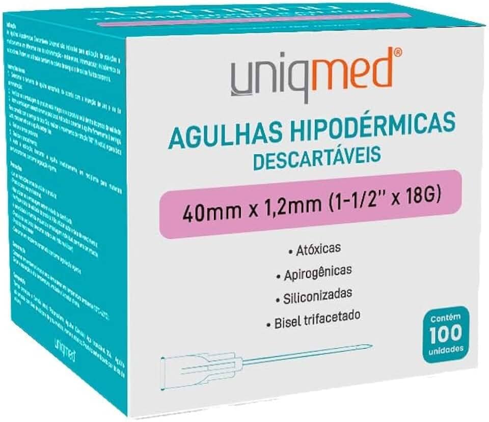 AGULHA HIPODERMICA 100UN 40X1,2MM UNIQMED