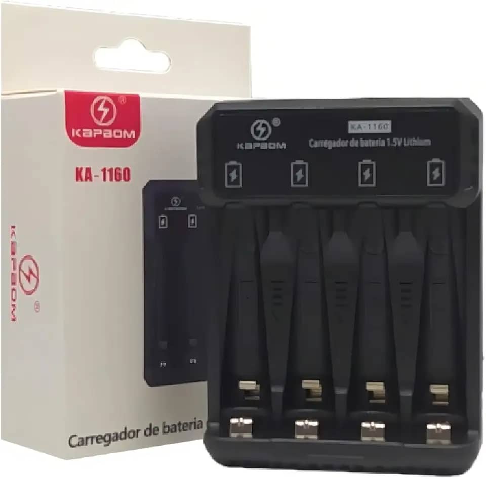 Carregador De Pilhas Recarregáveis AA e AAA 1.5v KA 1160 Com Cabo USB Eficiência Compacta Para O Dia A Dia