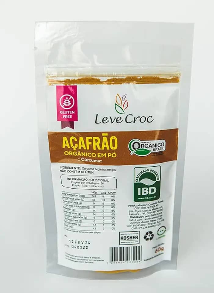 Açafrão orgânico em pó (cúrcuma) Leve Croc 60g