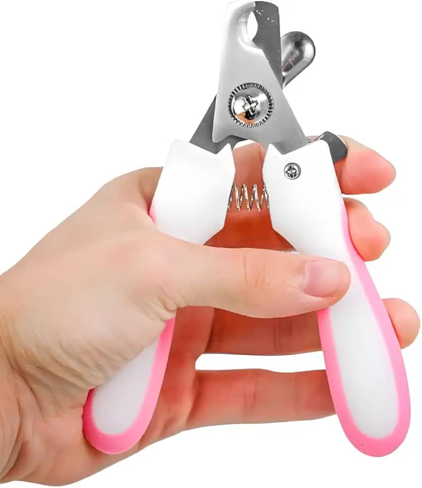 Cortador de Unhas Premium para Pets Cachorro Gato com Lixa Kit 2 Peças Rosa e Branco em Aço Inoxidável Alicate de Higiene Ferramenta de Cuidados Porte Pequeno Médio Grande