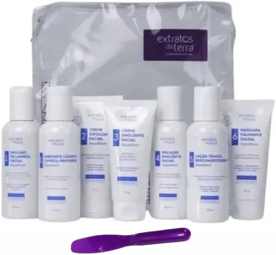 Mini Kit de Limpeza de Pele Aquaface – 7 Produtos Profissionais para Todos os Tipos de Pele | Sem Trietanolamina | Uso Profissional