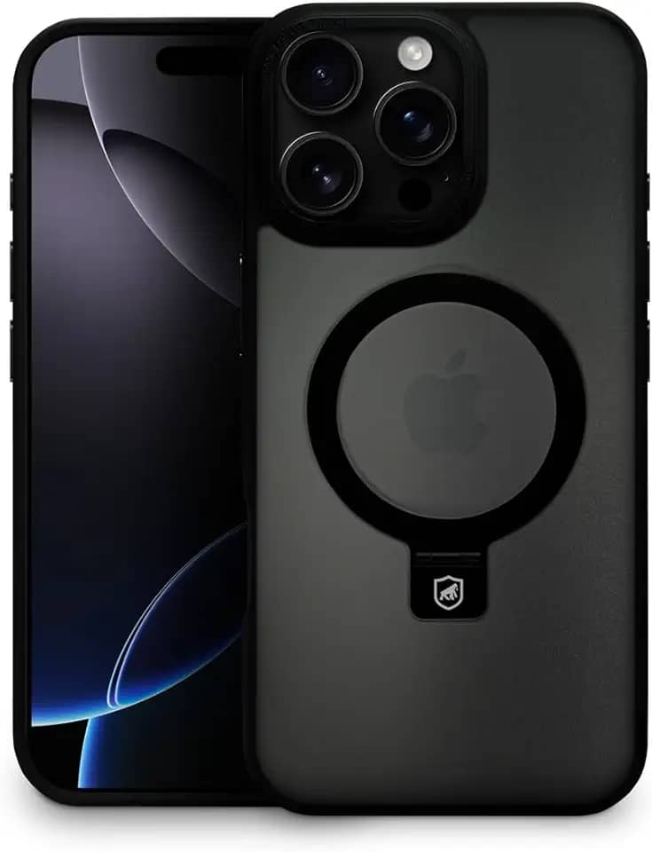 Gshield Capa Case Capinha de TPU + Policarbonato Fosco Translúcido com Suporte Stand Anel Magnético, Dual Ring (iPhone 16 Pro)