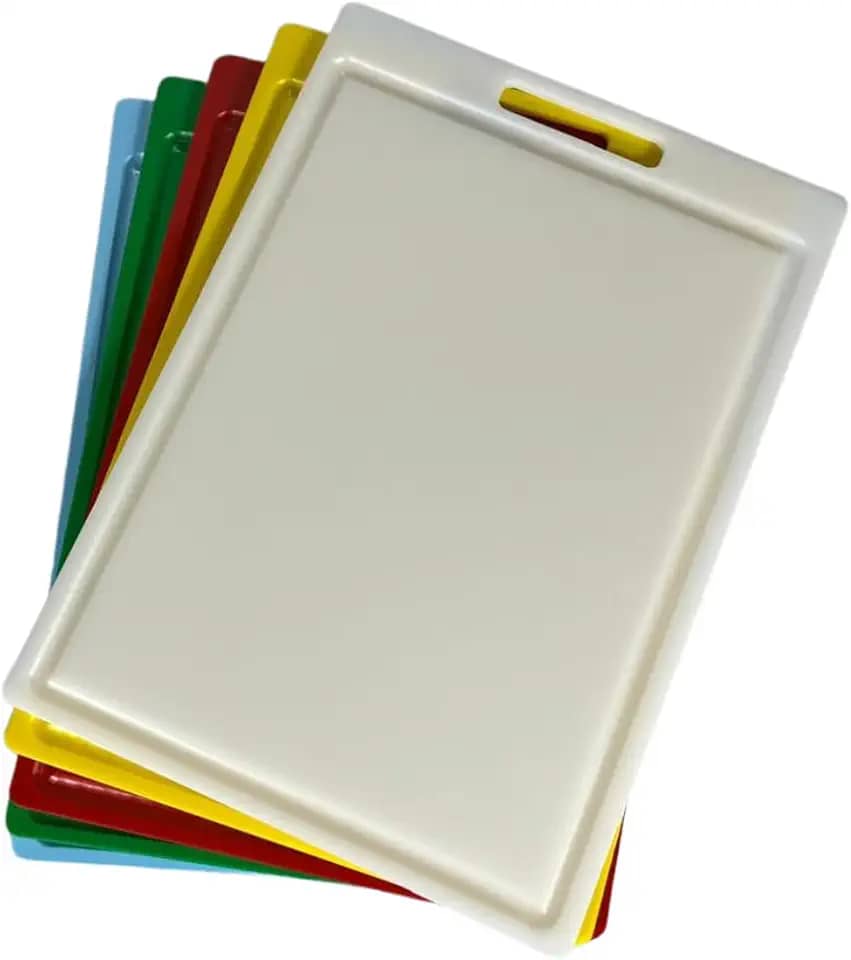 Kit 5 Tabua de corte Em Polietileno 35 X 25 Cm Canaleta E Pegador Carne Alimentos