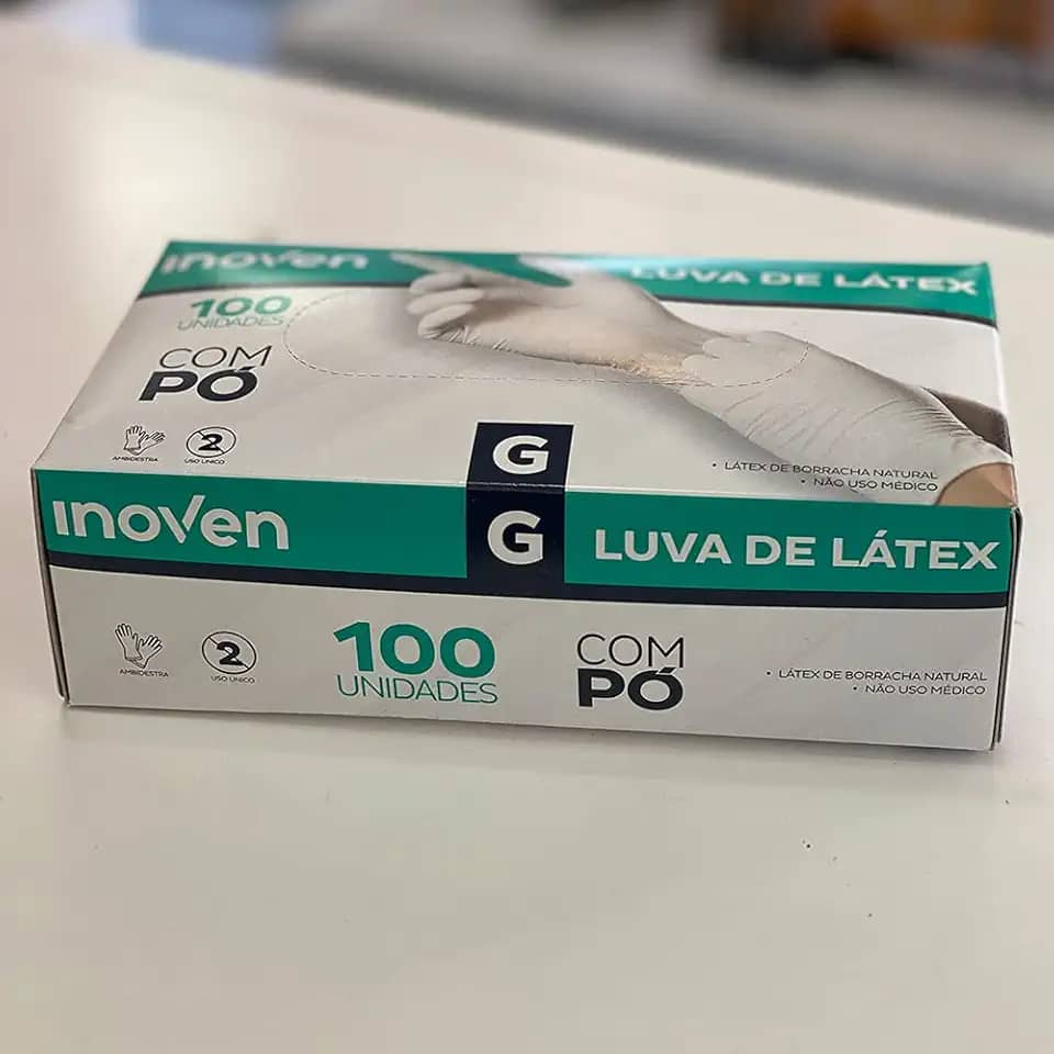Luva De Látex Com Pó Inoven Tamanho G- Caixa com 100 Unidades