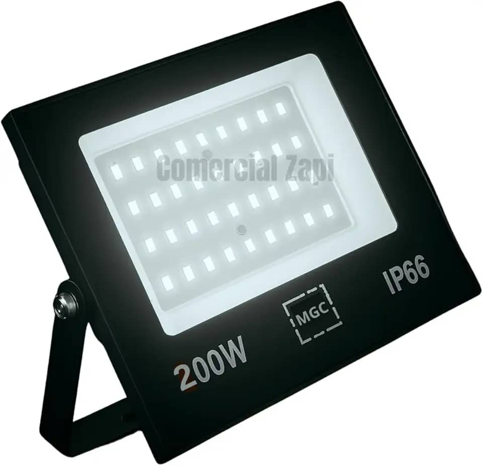 Refletor LED 200W Holofote Bivolt Branco Frio IP66 SMD à Prova D'Água, Luz Alta Potência para Fachadas, Jardins, Piscinas, Eventos, Iluminação Moderna, Eficiente e Econômica - Linha Premium