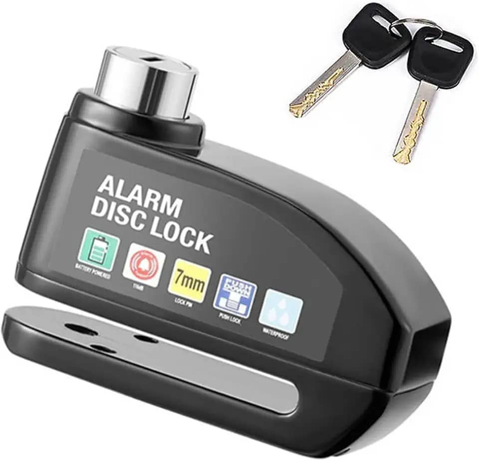 Trava de Disco Freio Cadeado Moto Sensor Sonoro Alarme Anti Roubo Furto Sirene Motocicleta Bicicleta Bike Proteçao Segurança