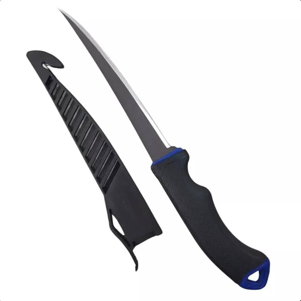 MARINE SPORTS, FACA FILETEIRA MARINE SPORTS MFK75T 7.5' (19CM) ACO INOXIDAVEL C/BAINHA E AFIADOR