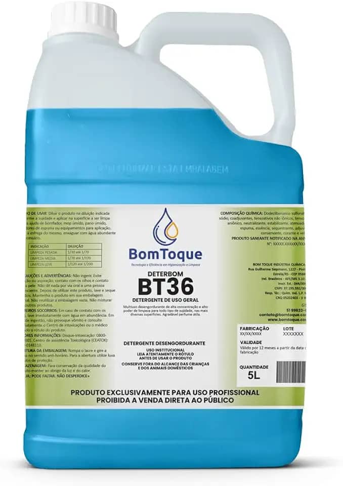 Deterbom BT36, 5L - Detergente Desengordurante Multiuso Concentrado