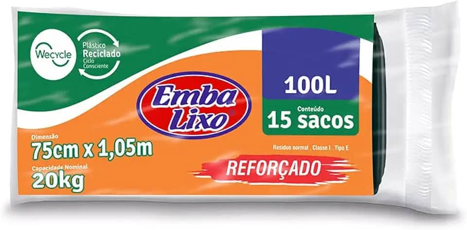 Embalixo Saco Lixo Wecycle Reforçado Preto 100Litros