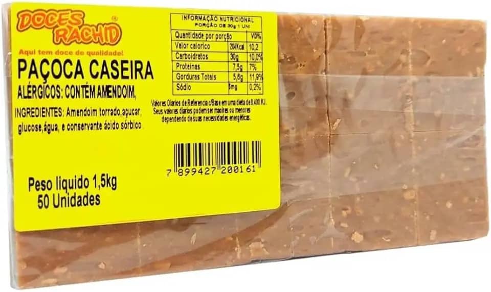 Paçoca Caseira 50 Unidades 1,5 Kg Doces Rachid