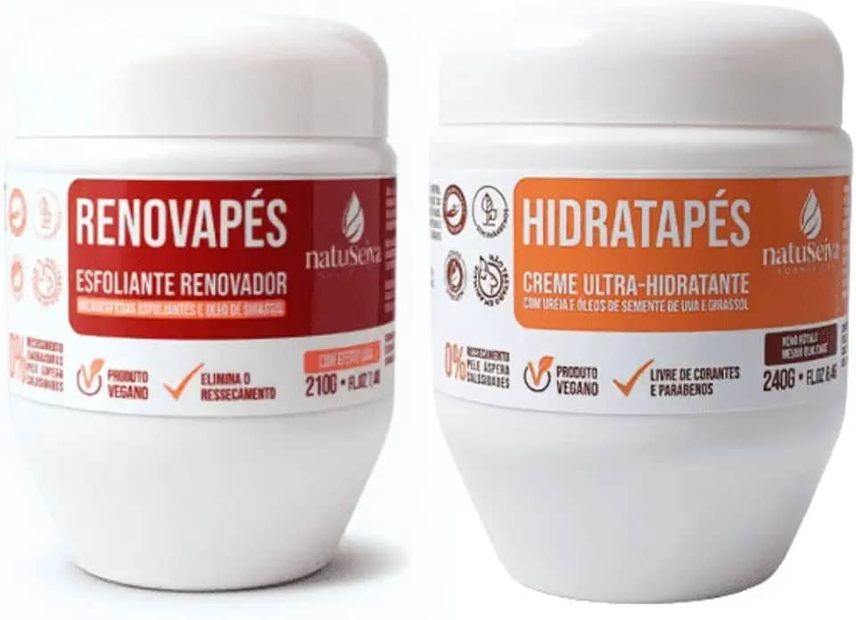 Esfoliante para os pés Renovapés 210g + Hidratante hidratapés 210g Natuseiva