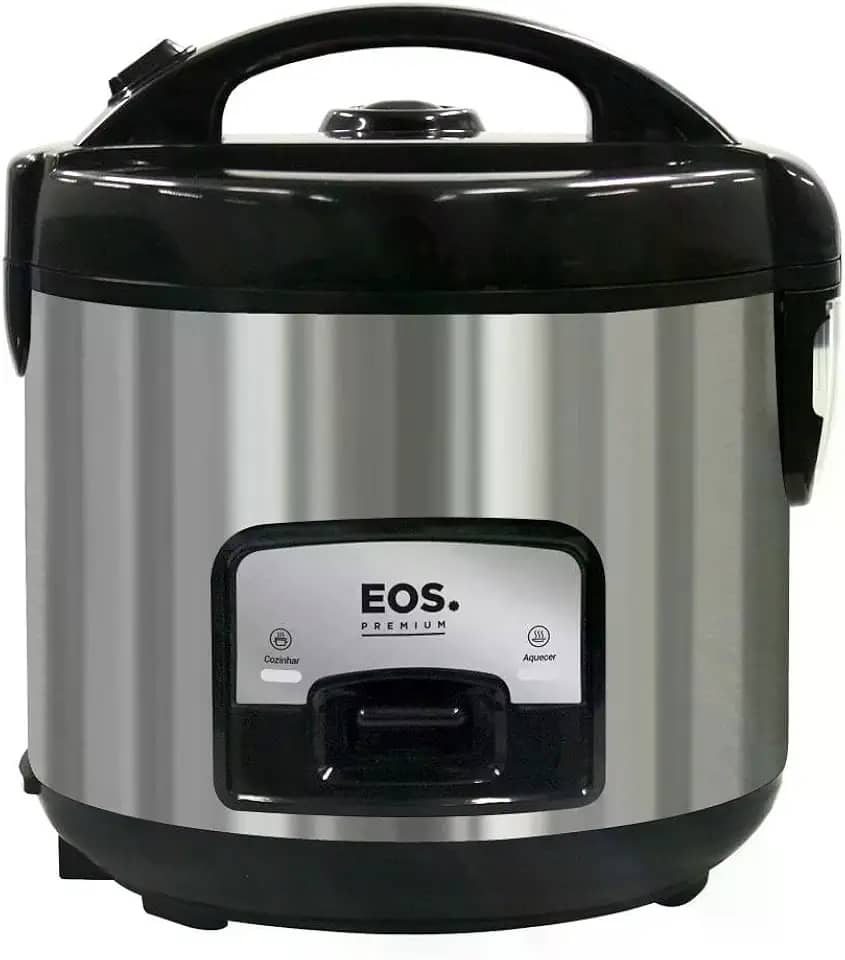 Panela Elétrica de Arroz 10 Xicaras EOS com Tampa Vidro Clear Glass Inox Preto EPA10PI 110V