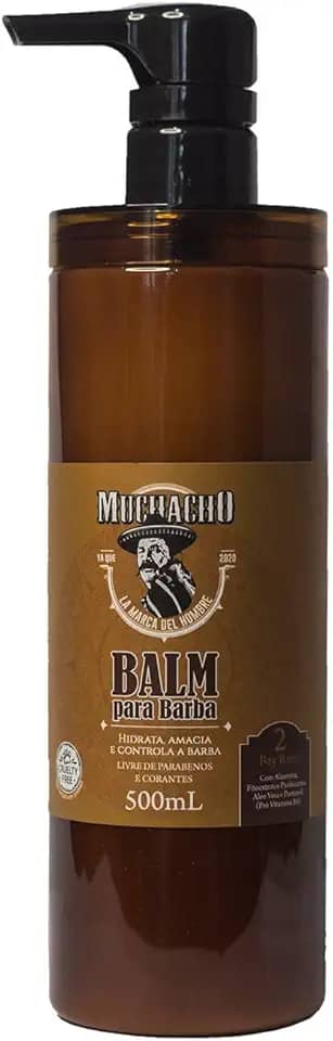 Balm Grande para Barba Muchacho Bay Rum - 500ml Hidrata, modela e perfuma