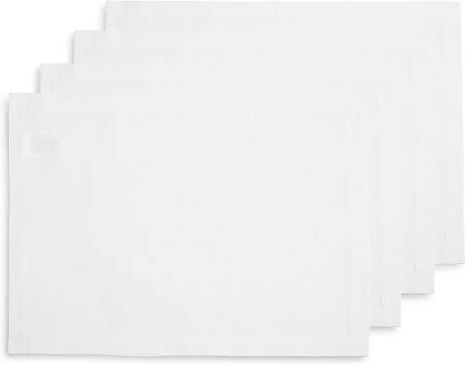 Solino Home Jogo americano branco conjunto de 4 – jogo americano de linho de algodão 48 cm C x 35,5 cm L – jogo americano de tecido lavável na máquina para o dia dos namorados, primavera, inverno e