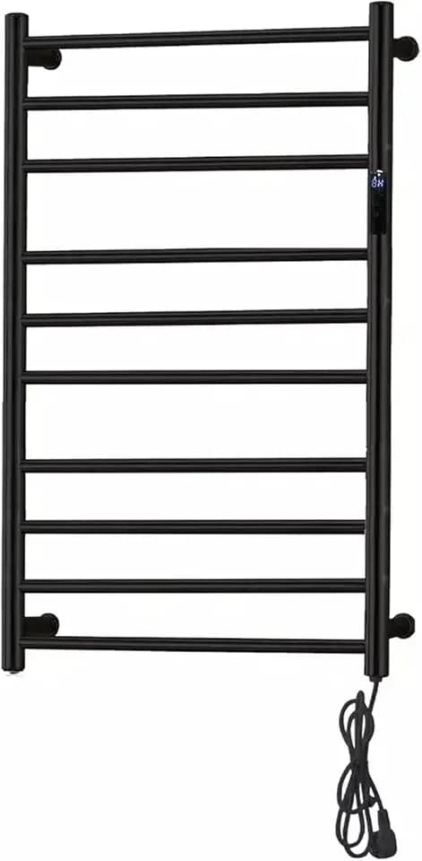 Toalheiro Térmico Grande Redondo Preto Bivolt com Timer Embutido - Kzi (Fio Lado Esquerdo, Grande)