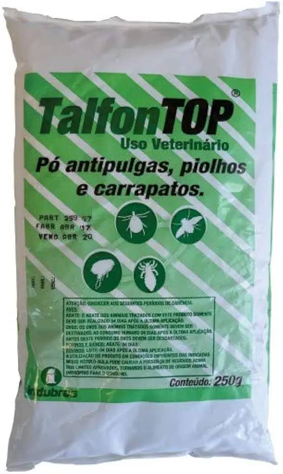 Pó Antipulgas, Piolhos e Carrapatos Indubras Talfon Top para Cães, Gatos e Ambientes - 250g