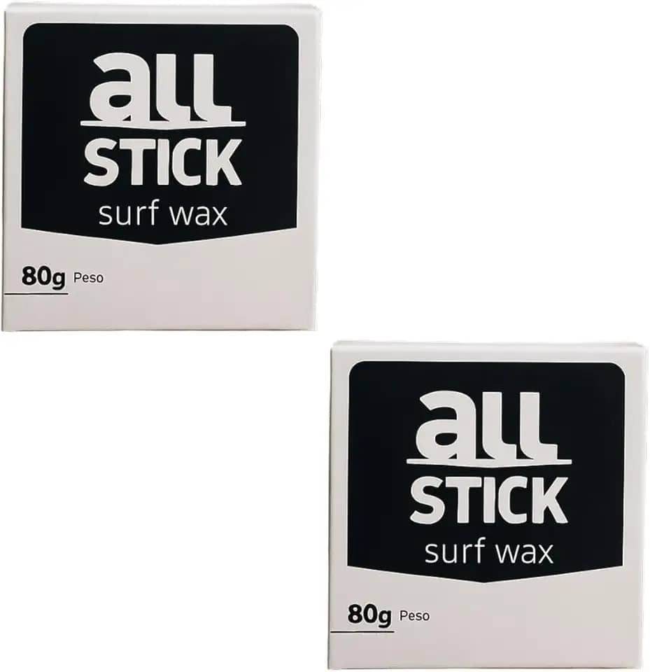 Parafina Surf All Stick 80g Parafina para prancha de surf, longboard, Skimboard, Funboard - Kit c/ 2 und + raspador (Água Morna: 20C° e 25C°)