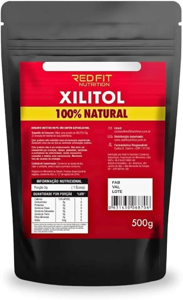 Xilitol Adoçante Natural 500g - 100% Puro Importado - Red Fit Nutrition